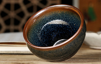 建璽建盞龍窯柴燒青藍(lán)兔毫盞